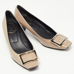 Pre Owned Roger Vivier Grey Patent Leather Trompette Pumps Size 40