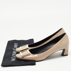 Pre Owned Roger Vivier Grey Patent Leather Trompette Pumps Size 40