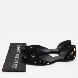 Pre Owned Roger Vivier Black Velvet Crystal Embellished D'orsay Ballet Flats Size 37.5