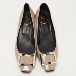 Pre Owned Roger Vivier Grey Patent Leather Belle Square Toe Pumps Size 41