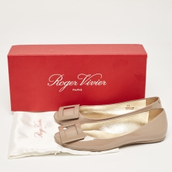 Roger Vivier Brown Patent Leather Ballet Flats Size 36