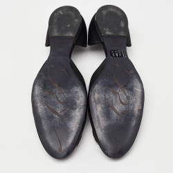 Pre Owned Roger Vivier Black Satin Strass Chips Ballerina D'orsay Flats Size 40.5