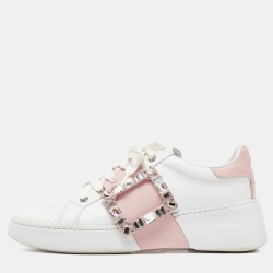 Pink Leather Viv' Skate Crystal Embellished Low Top Sneakers