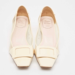 Pre Owned Roger Vivier  Cream PVC and Patent Belle Vivier Pumps Size  37.5