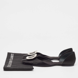Pre Owned Roger Vivier Black Satin Chip Strass D'orsay Flats Size 42