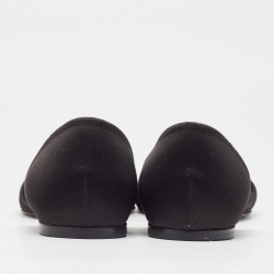 Pre Owned Roger Vivier Black Satin Chip Strass D'orsay Flats Size 42