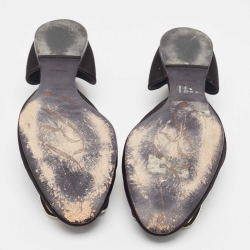 Pre Owned Roger Vivier Black Satin Chip Strass D'orsay Flats Size 42