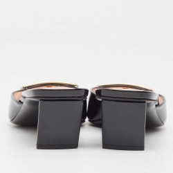 Pre Owned Roger Vivier Black Patent Leather Belle Vivier Mules Size 39