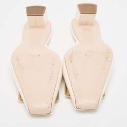 Pre Owned Roger Vivier Cream Patent Leather Belle Vivier Mules Size 39