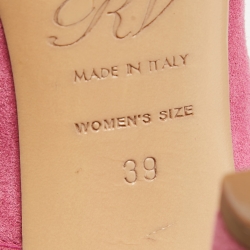 Pre Owned Roger Vivier Pink Suede Chain Buckle Round Toe Pumps Size 39