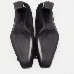 Pre Owned Roger Vivier Black/Silver Suede and Leather Belle Pumps Size 39