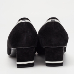 Pre Owned Roger Vivier Black/Silver Suede and Leather Belle Pumps Size 39