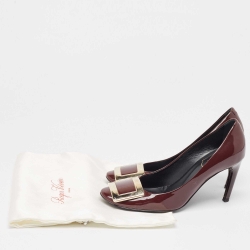 Pre Owned Roger Vivier Burgundy Patent Leather Trompette Pumps Size 35.5
