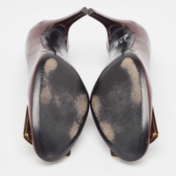 Pre Owned Roger Vivier Burgundy Patent Leather Trompette Pumps Size 35.5