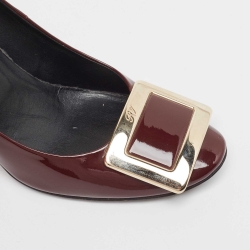 Pre Owned Roger Vivier Burgundy Patent Leather Trompette Pumps Size 35.5
