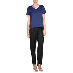 Pre Owned Roksanda Ilincic Aubin Navy Wool and Silk Top S