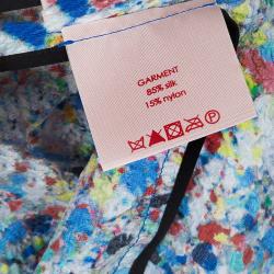 Pre Owned Roksanda Ilincic Multicolor Floral Print Textured Silk Draped Asymmetric Top S