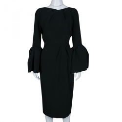 Pre Owned Roksanda Black Knit Bell Cuff Detail Margot Dress M