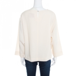 Pre Owned توب روكساندا إلينسيك سيلسي صوف كريب كريمي واسع M