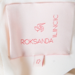 Pre Owned توب روكساندا إلينسيك سيلسي صوف كريب كريمي واسع M