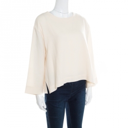 Pre Owned توب روكساندا إلينسيك سيلسي صوف كريب كريمي واسع M