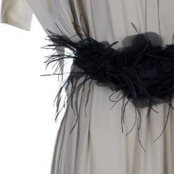 Pre Owned Roksanda Ilincic Beige Silk Satin Belted Column Gown M