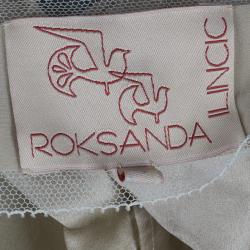 Pre Owned Roksanda Ilincic Beige Silk Satin Belted Column Gown M