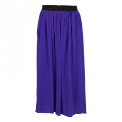 Pre Owned Roksanda Ilincic Blue Silk Gathered Skirt L