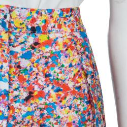 Pre Owned Roksanda Ilincic Multicolor Floral Print Textured Silk Wide Leg Pants M