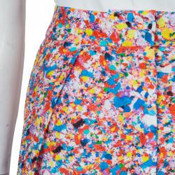 Pre Owned Roksanda Ilincic Multicolor Floral Print Textured Silk Wide Leg Pants M