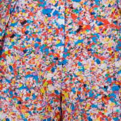 Pre Owned Roksanda Ilincic Multicolor Floral Print Textured Silk Wide Leg Pants M