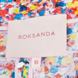 Pre Owned Roksanda Ilincic Multicolor Floral Print Textured Silk Wide Leg Pants M