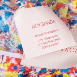 Pre Owned Roksanda Ilincic Multicolor Floral Print Textured Silk Wide Leg Pants M