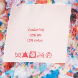 Pre Owned Roksanda Ilincic Multicolor Floral Print Textured Silk Wide Leg Pants M