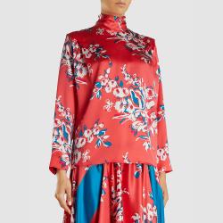 Roksanda Red Aulna Floral Print Silk Blouse UK 16