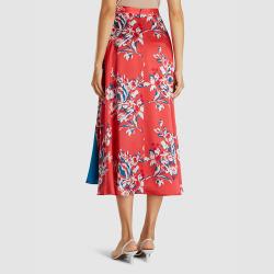 Roksanda Red Zelma Printed Silk Midi Skirt UK 16