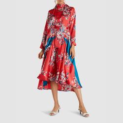 Roksanda Red Zelma Printed Silk Midi Skirt UK 16