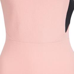 Pre Owned Roland Mouret Peach Contrast One Shoulder Wool Dress S