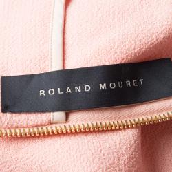 Pre Owned Roland Mouret Peach Contrast One Shoulder Wool Dress S