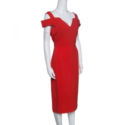 Pre Owned Limited Edition by Roland Mouret Bright Red Erskin Cocktail Dress L