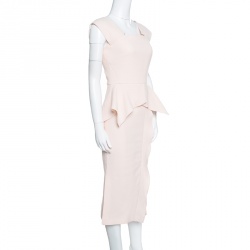 Pre Owned Roland Mouret Blush Pink Wool Crepe Peplum Sawleigh Dress S