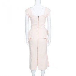 Pre Owned Roland Mouret Blush Pink Wool Crepe Peplum Sawleigh Dress S