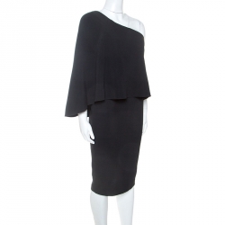 Pre Owned Roland Mouret Black Crepe One Shoulder Amaral Dress M
