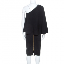 Pre Owned Roland Mouret Black Crepe One Shoulder Amaral Dress M
