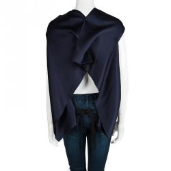 Pre Owned Roland Mouret Navy Blue Double-Faced Satin Eugene Top M