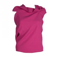 Roland Mouret Pink Wool Asymmetric Draped Eugene Top S