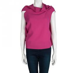 Roland Mouret Pink Wool Asymmetric Draped Eugene Top S