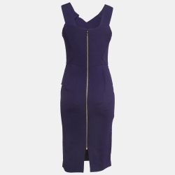 Pre Owned Roland Mouret Purple Crepe Ruffled Midi Dress M