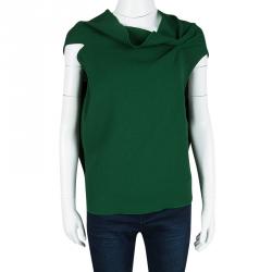 Pre Owned Roland Mouret Green Wool Asymmetric Draped Eugene Top M