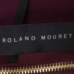 Pre Owned Roland Mouret Burgundy Contrast Trim Long Sleeve Asymmetric Top L